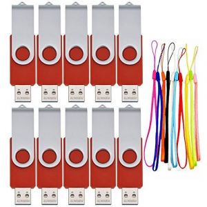 Clé USB 4Go FEBNISCTE Lot de 10 USB 2.0 Rotation Disque Rouge Mémoires Flash USB 2.0