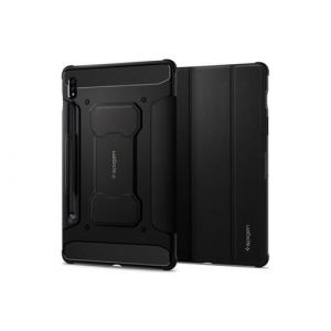 Spigen Rugged Armor Pro - Étui à rabat pour tablette - robuste - polyuréthane, polyuréthanne thermoplastique (TPU) - noir - pour Samsung Galaxy Tab S7