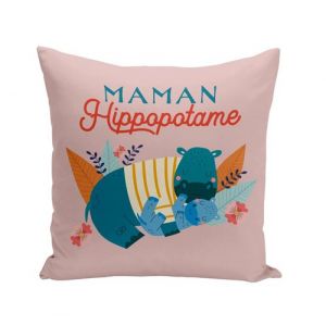 Fabulous Housse de coussin rose Maman Hippopotame [40x40 cm]