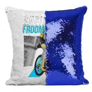 Fabulous Housse de Coussin à Sequin - Paillettes Bleu Chris Froome [40 x 40 cm]