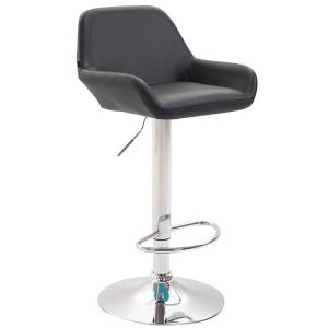 CLP Tabouret de bar Braga similicuir avec pied en m&eacute;tal , Noir /Chrome