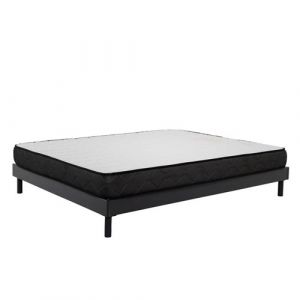 AB Matelas - Ensemble Matelas mousse Memory - 160x200cm - accueil mémoire de forme - Sommier kit gris