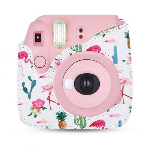 Housse de protection pour appareil photo avec bandoulière pour Fuji Fujifilm Instax Mini 8/8 + / 9 (blanc)