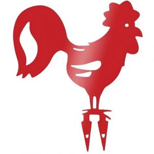 Coq d&eacute;coratif en acier color&eacute; sur pic
