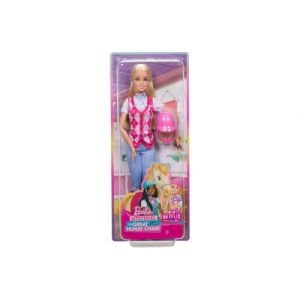 Coffret barbie cavaliere blonde : poup&eacute;e mannequin + accessoire - set jouet fille collection centre equestre + carte animal