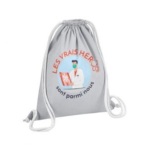 Fabulous Sac de Gym en Coton Gris Les Vrais H&eacute;ros - Docteur M&eacute;decin Radiologue 12 Litres