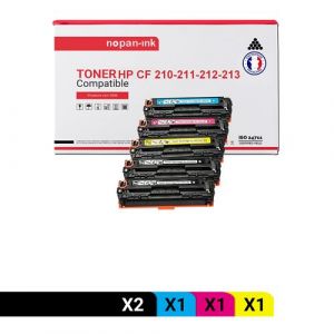 5 Toners - CF210X CB540A CE320A 716K 731HK (x2 (Noir x2 + Bleu + Magenta + Jaune) - Compatible pour HP