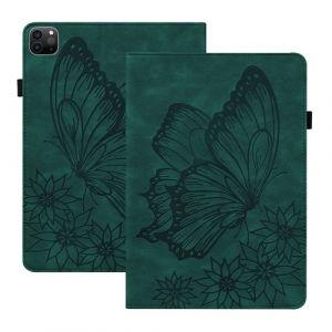 Coque pour iPad Pro 13 Pouces M5/M4 (2025/2024), Papillon en Relief Etui en Cuir PU Flip Portefeuille Porte-Stylo Tablette Housse de Protection ZURSANA Vert