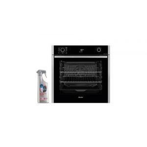 Four pyrolyse encastrable inox 73l multifonction chaleur tournante porte froide