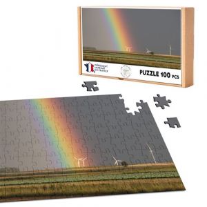 Puzzle classique 100 Pièces - Fabulous - Arc-en-Ciel sur Éolienne dans un (39,2 x 26,2 cm)