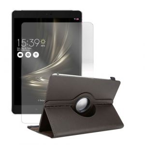 Etui housse protection pour Asus ZENPAD 3S 10 Z500M-1H007A 9.7" Coque rotative 360 degr&eacute;s Noir + Film protection &eacute;cran en Verre Tremp&eacute; - IRIOS -