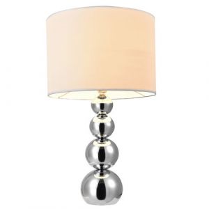 [lux.pro] Lampe de Table Lampe de Chevet E14 M&eacute;tal Textile Hauteur 43 cm Blanc et Chrome