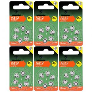 Lot de 36 Piles bouton Zinc Air Type A312/312 pour appareils auditifs compatibles PR41 1,45V - Visiodirect -