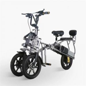 Tricycle Vélo électrique Afeda S6 Argent 500W moteurs 15.6AH Double batterie 14 pouces gros pneu Fat Bike Vélo électrique Pliage