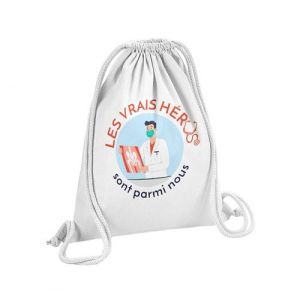 Fabulous Sac de Gym en Coton Blanc Les Vrais H&eacute;ros - Docteur M&eacute;decin Radiologue 12 Litres