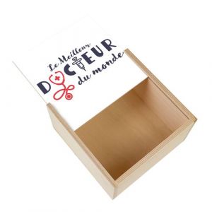 Boite Coffret en Bois - Fabulous - Le Meilleur Docteur du Monde (11 x 11 x 3,5 cm)