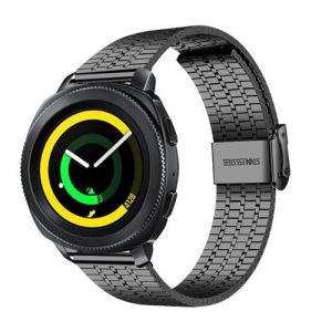 Strap-it Bracelet acier inoxydable - compatible pour Samsung Gear Sport (noir)