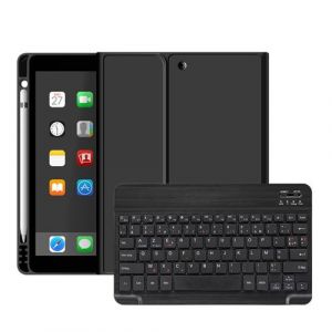 Étui HSMY en Silicone avec Clavier Français AZERTY Bluetooth pour iPad Pro 10.5 / Air3 2019 - Noir