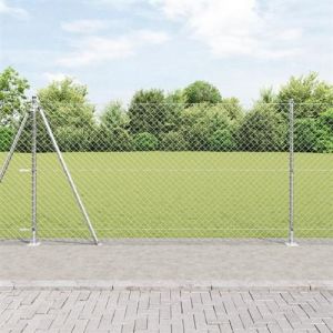 vidaXL Cl&ocirc;ture en cha&icirc;ne - 7 poteaux, 1.2x10 m en acier galvanis&eacute; 3351286
