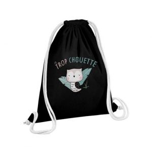Fabulous Sac de Gym en Coton Noir Trop Chouette 12 Litres