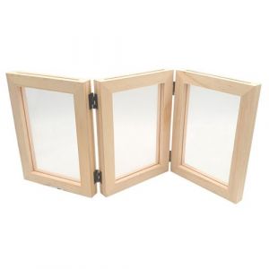 Cadre triptyque double face - bois naturel - 33.5 x 15 x 15 cm - A poser
