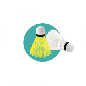 Volant badminton.Boite de 6.Jupe nylonbase PVC