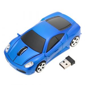 Sans fil 2,4 GHz, voiture de course en forme 3D de souris/souris optique USB 3 boutons 1000 DPI/CPI pour PC portable ordinateur de bureau