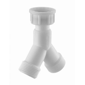 Raccord y plastique pour machine à laver : écrou libre femelle F3/4' (20x27) 2 sorties mâle M3/4' (20x27) NOYON & THIEBAULT - 1855S-C1