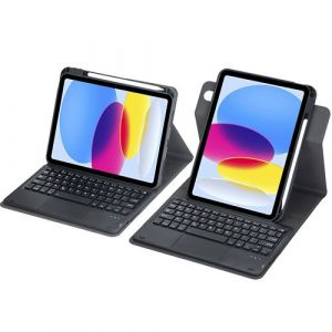 Coque Clavier Bluetooth FLOODKING 360&deg; Rotative pour iPad Air 11 2024/2025 avec Touchpad,Coque Acrylique Transparente, Porte-Stylet &ndash; Noir