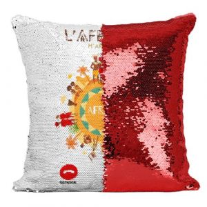 Fabulous Coussin avec Housse Sequin - Paillettes Rouge L'Afrique m'appelle Culture [40 x 40 cm]
