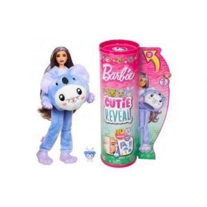 Barbie cutie reveal - poupee avec costume lapin koala  amis en peluche - 10 surprises - set jouet enfant et carte animaux