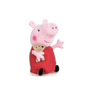 Peluche peppa pig avec son doudou 31 cm - peluche licence peppa le cochon - doudou - enfant - dessin anime