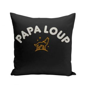 Fabulous Coussin noir Papa Famille Loup [40x40 cm]