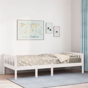 vidaXL Lit pour enfants sans matelas blanc 75x190cm bois de pin massif, lit simple, lit mi-hauteur, lit en bois, lit 855034