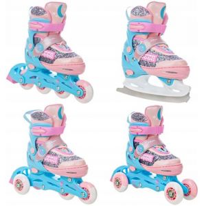 Roller en ligne Etta du 30 au 33 + patin a roulette + patin a glace + triskate Enfant Mixte taille ajustable Raven