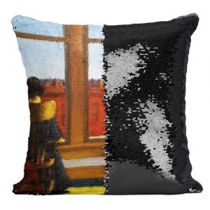 Fabulous Housse de Coussin &agrave; Sequin - Paillettes Noir Room In Brooklyn Edward Hopper [40 x 40 cm]