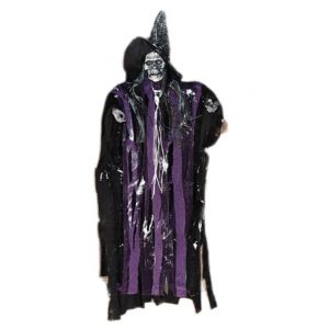 T&ecirc;te de mort &agrave; suspendre D&eacute;coration d'Halloween Noir/Violet 30 x 70 cm