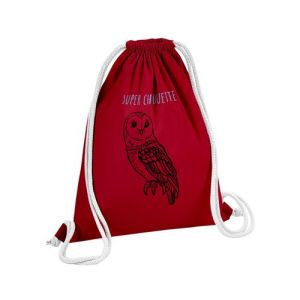 Fabulous Sac de Gym en Coton Rouge Super Chouette 12 Litres