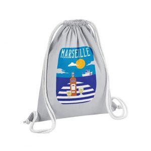 Fabulous Sac de Gym en Coton Gris Marseille Pastis Port 12 Litres