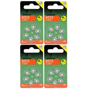 Lot de 24 Piles bouton Zinc Air Type A312/312 pour appareils auditifs compatibles PR41 1,45V - Visiodirect -