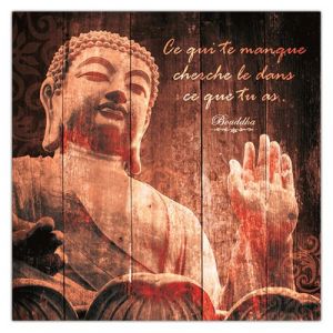Sud Trading - Cadre Bouddha - 40 x 40 cm - Ce qui te manque cherche