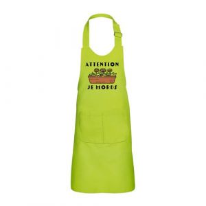 Fabulous Tablier Cuisine Enfant 2 Poches Vert Attention je Mords Plante Carnivore - Haut de gamme