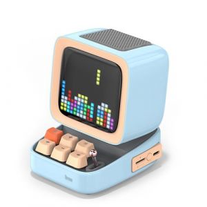 Enceinte bluetooth Divoom Ditoo rétro Pixel Art alarme-réveil panneau d'affichage LED bleu