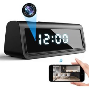 Réveil Caméra Espion 4K Infrarouge Horloge d'Espionnage Wifi Détecteur de Mouvement + SD 128Go YONIS