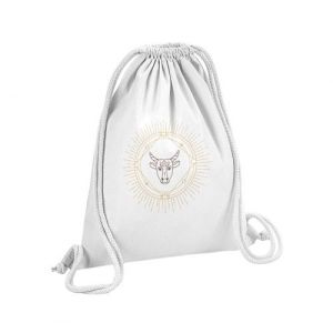 Fabulous Sac de Gym en Coton Blanc Boeuf Signe Chinois Astrologie 12 Litres