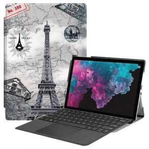 Housse etui coque pochette simili cuir pour Microsoft Surface Pro 4 / 5 / 6 / 7 / 7+ (12,3 pouces) - TOUR EIFFEL - htdmobiles