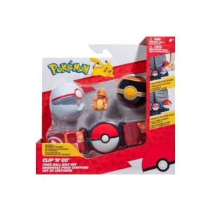 Coffret pokemon : ceinture du dresseur avec luxury ball et premier ball et figurine salam&egrave;che - pokeball - set gar&ccedil;on + 1 carte animal