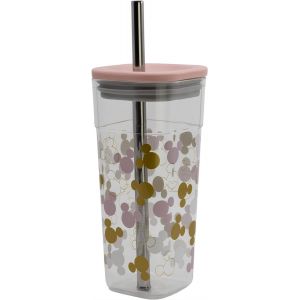 Verre Mickey Mouse Cube Disney Gobelet Acrylique Avec Paille En Acier 540 ml