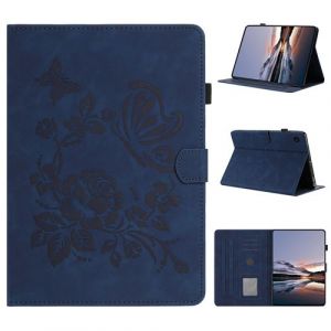 &Eacute;tui pour tablette en cuir gaufr&eacute; &agrave; motif papillon et fleur pour Samsung Galaxy Tab A8 2021-Bleu