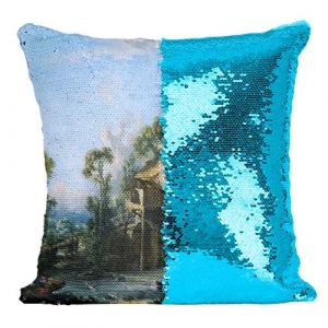 Fabulous Coussin avec Housse Sequin - Paillettes Turquoise Francois Boucher Le Pigeonnier [40 x 40 cm]